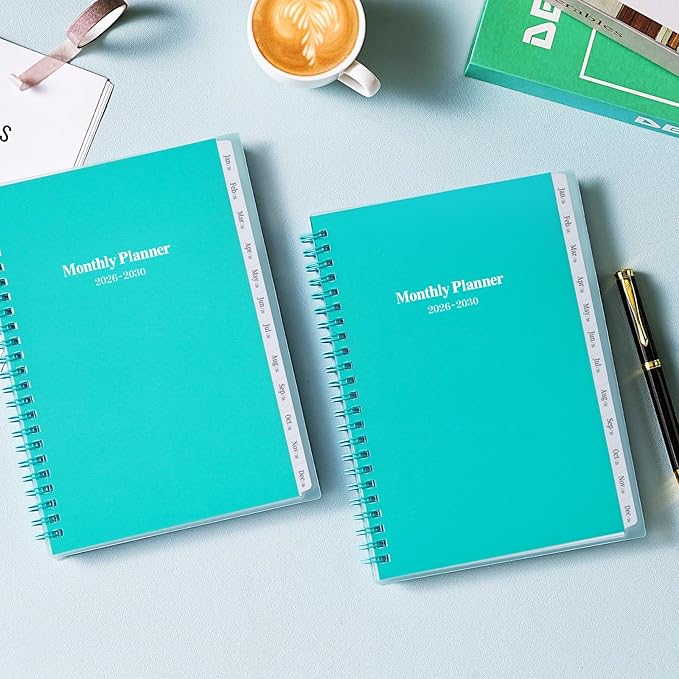 2026-2030 Monthly Planner/Calendar - January 2026 - December 2030, 5 Year Planner with Tabs, 6.4" x 8.5", 60 Monthly Calendar, Two-Side Pocket, 9 Notes Pages, Suitable for Long-Term Planning - Green