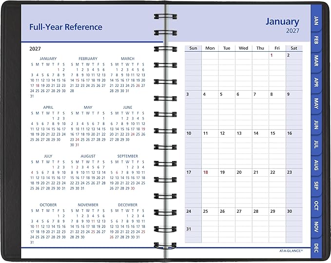 AT-A-GLANCE 2027 Appointment Book Planner, Daily & Monthly, 5" x 8", QuickNotes, Black (76040527)