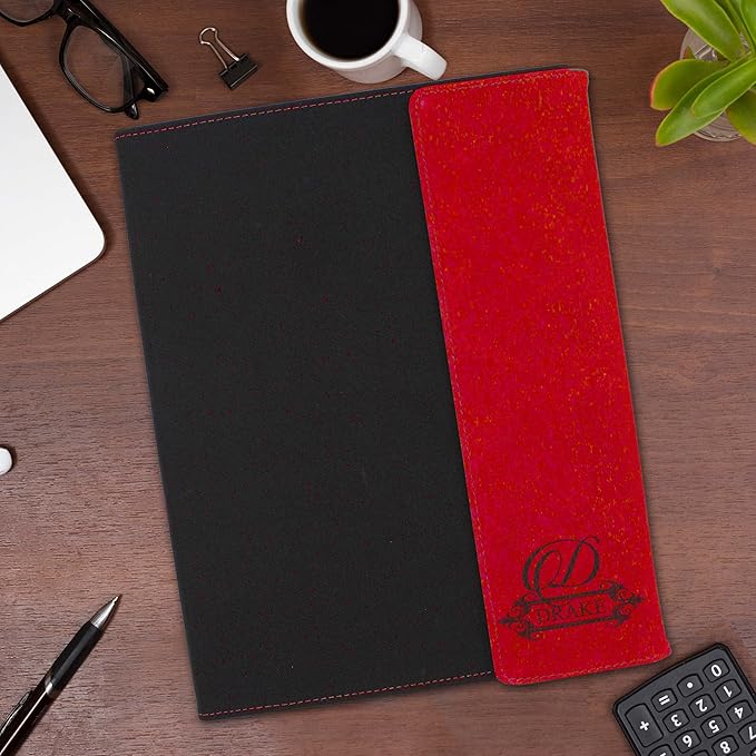 My Personal Memories Personalized Portfolio with Custom Monogrammed Flap - Engraved Teacher, Student, Business, Man, Woman, Gift (Red Flap)