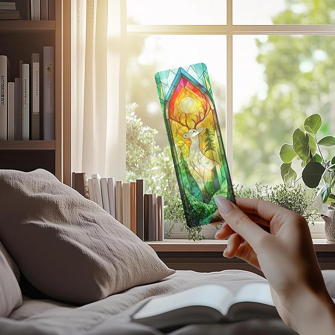 TwoDays Fantasy Stained Glass Art Transparent PVC Bookmarks, Dark Romance Merch for Readers, Romantasy Inspired Bookish Gifts for Book Lovers Booktok, Book Accessories (Set of 3, 6'' x 2'')
