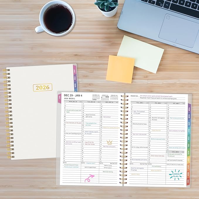 2026 Appointment Book, 30 Minutes-Hourly, Weekly ＆ Monthly Calendar Planner 2026, Jan 2026 - Dec 2026, 6.2'' x 8.4'', 2026 Daily Planner with Tabs ＆Pocket, Flexible Cover, Great for Office, Home, School