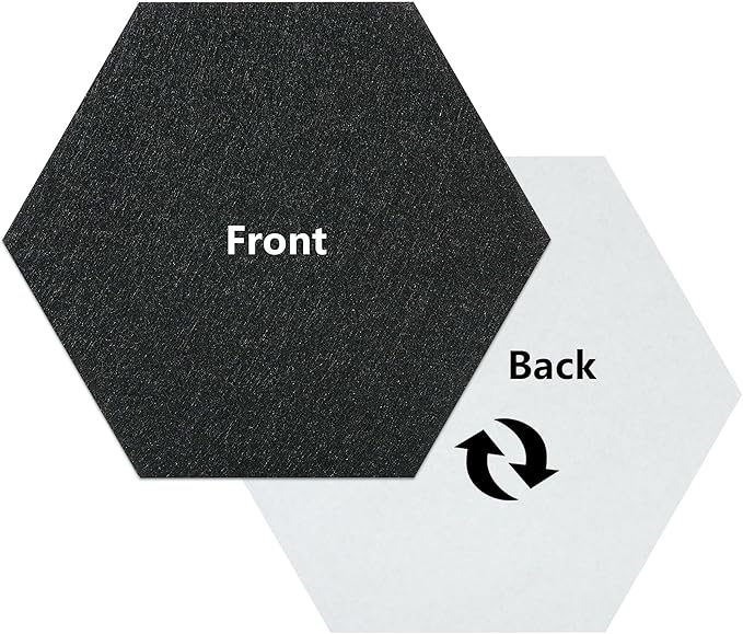 Vienrose Hexagon Felt Bulletin Board Self Adhesive Pin Board Wall Decoration Tiles with 35 Push Pins for Office Home and School, Black 8 Pack