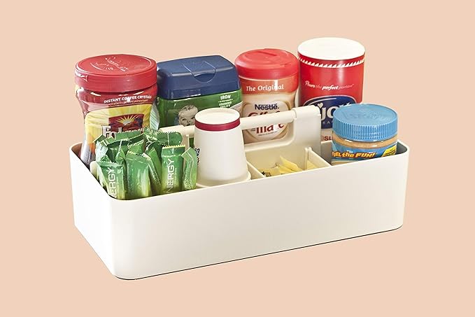 Portable Caddy Organizer - Stackable Plastic Caddy with Handle | Desk, Makeup, Dorm Caddy, Classroom Art Organizers (Made In Usa) (Mint/Ivory/Pink/Gray), OGMIX-4PACK