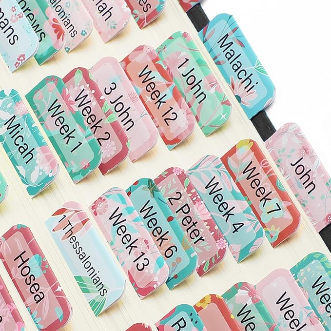 Mr. Pen- Bible Tabs, 120 pcs, Floral Design, Laminated Tabs for Women, Bible Index Tabs, Bible Book Tab, Bible Labels Tabs, Mr. Pen Bible Tab