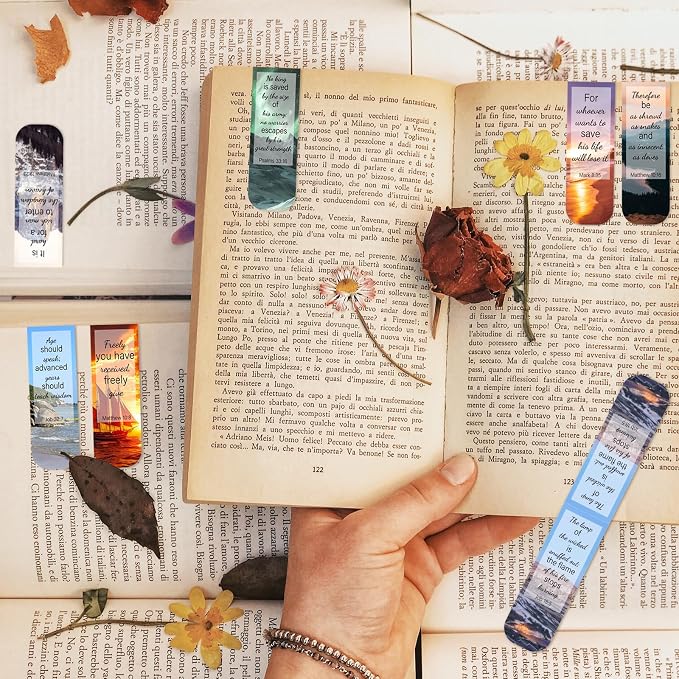 50 Pack Bookmark Christian Magnetic Bookmarks for Women Men Bible Verse Book Marker Book Lovers Page Markers for Teachers Students Reading School Office Home, Printing on 2 Side