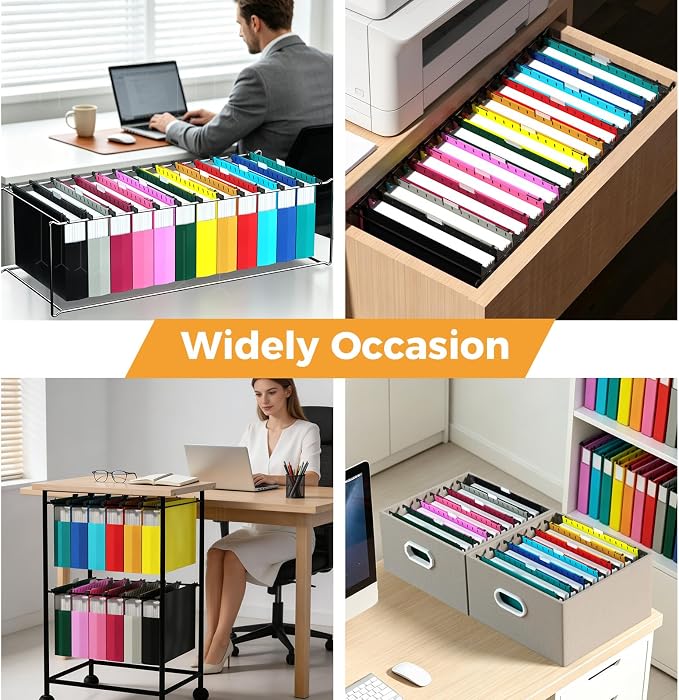 Ansook Legal Size Hanging File Folders, 12 Pack Plastic Legal Size File Folders,Heavy Duty 2.5 Inch Expansion, Extra Capacity Legal Hanging Folders for Office School Home Filing Cabinet