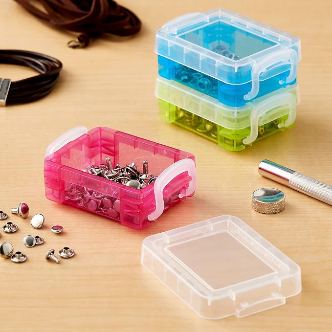 Super Stacker 3 Count (36 Total) Assorted Color Bitty Boxes - Storage Organizer for Office and Craft Supplies - 12 Bulk Pack