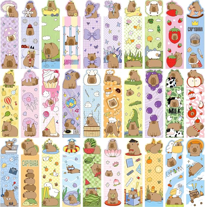 30pcs Capybara Bookmarks, Adorable Animal Design for Book Lovers, Durable and Cute Reading Accessories for Kids and Adults, Student Stationery Supplies Gifts