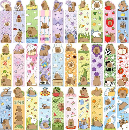 30pcs Capybara Bookmarks, Adorable Animal Design for Book Lovers, Durable and Cute Reading Accessories for Kids and Adults, Student Stationery Supplies Gifts