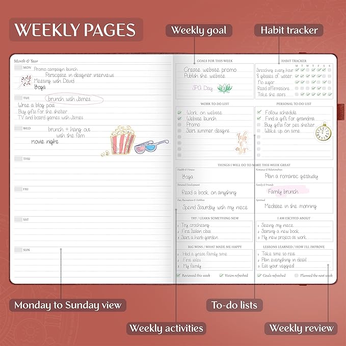 Legend Planner PRO Premium – Large Undated Weekly, Monthly & Budget Planner with Habit Tracker – Life Organizer for Time & Task Management, Goal Setting & Productivity – A4 size (Wine Red)