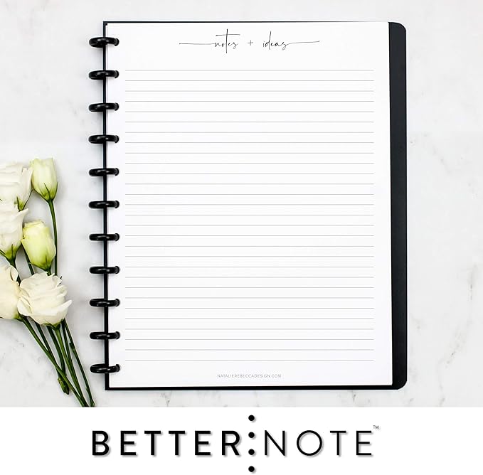 BetterNote Notes Refill Pages for Discbound Notebooks, fits Big Happy Planner, Levenger Circa, TUL, Staples Arc, InkWell Press, Talia (Modern- 25 Sheets, 11-Disc, 8.5"x11")