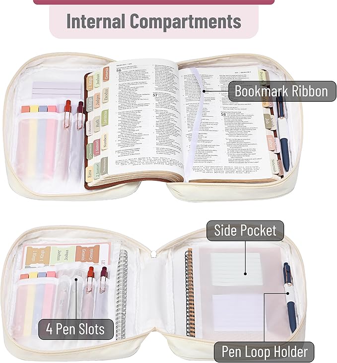 Mr. Pen- Bible Cover Case for Women, Large Bag with Durable Handle, 24-pcs Bible Journaling Kit & Study Supplies with No Bleed Highlighters and Pens, Christian Gift for Women, Mothers Day Gift