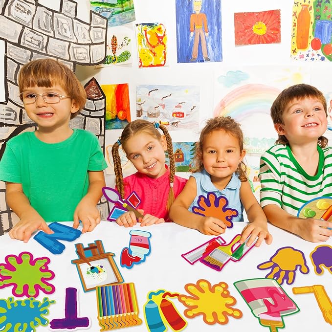 Art Paint Cutouts Art Theme Classroom Bulletin Board Decorations Artist Painting Themed Birthday Party Supplies for Toddler Kids Students Classroom