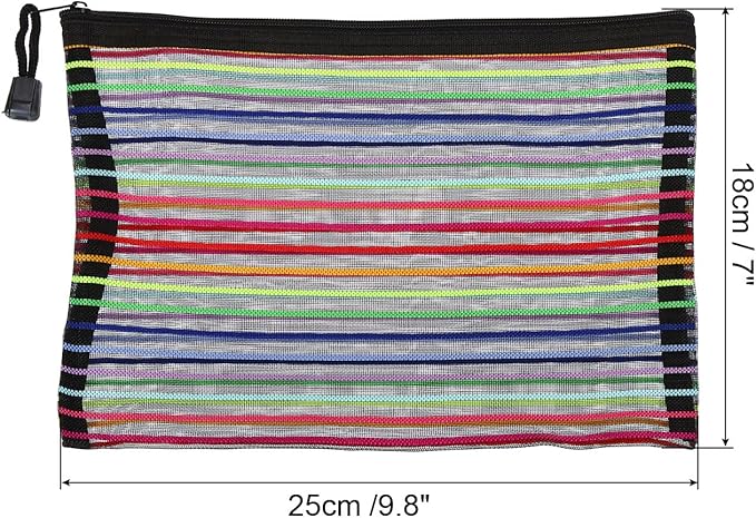 PATIKIL Mesh Zipper Pouch, 12 Pack Nylon A5 Size Pen Pencil Case Document Toiletry Cosmetic Makeup Zipper Travel Pouch Organizer for Office, Black