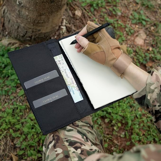 KOSIBATE OCP Military Log Book Cover,5.5”X 8”Army Tactical Notebook(Black,Only Cover)