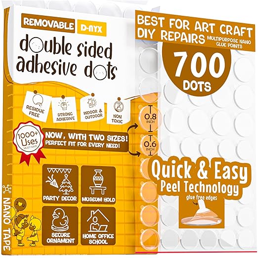 Double Sided Tape Sticky Dot Stickers 280, 350, 450, 550 or 700 Pack Removable Putty No Trace Clear Sticky Tack Waterproof Small Stickers for Festival Decoration Picture (700 Sticky Dots)