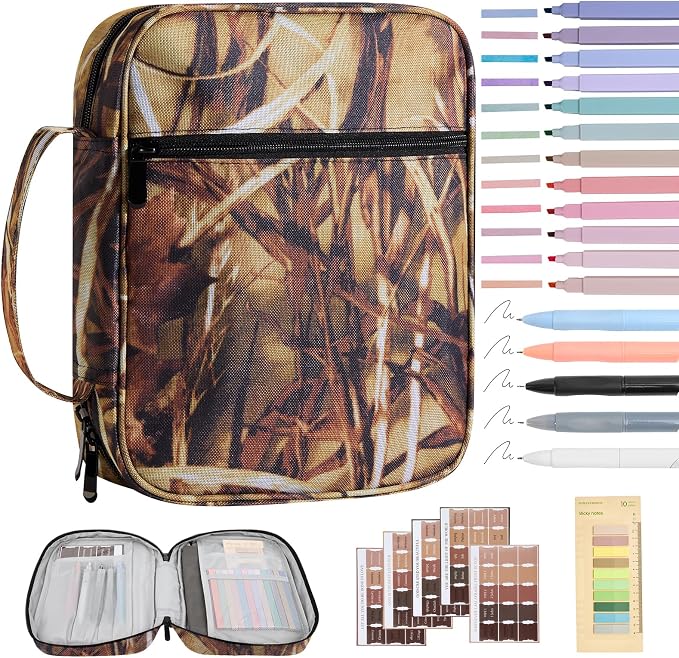 Bible Cover for Men Bible Book Cover Canvas Carrying Case Book Protector Case Large Bible Cover with Durable Handle Bible Study Supplies Accessories Christian Gifts (Maple Leaf, Large)