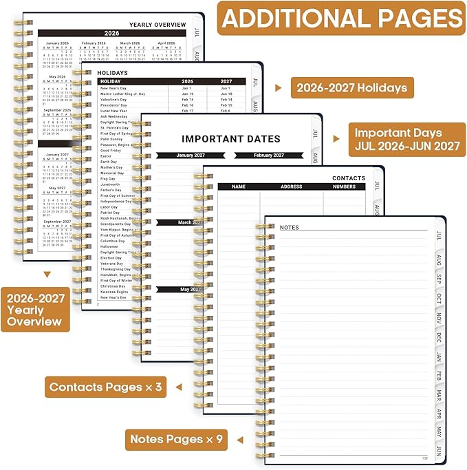 Academic Planner 2026-2027, Weekly and Monthly Calendar Book, July 2026 – June 2027, Hardcover Planner with Tabs, Perfect for Teachers, Students, Women & Men, A4 (8.5" x 11") - Golden Butterfly
