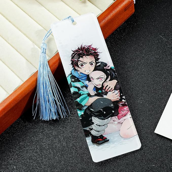 Anime Demon Kamado Acrylic Bookmark - Anime Tanjiron Zenitsu Giyuu Kyoujurou Figure Page Mark Reading Tool, Holiday Gifts for Reading Fans Book Lovers Bookworm (Style H)
