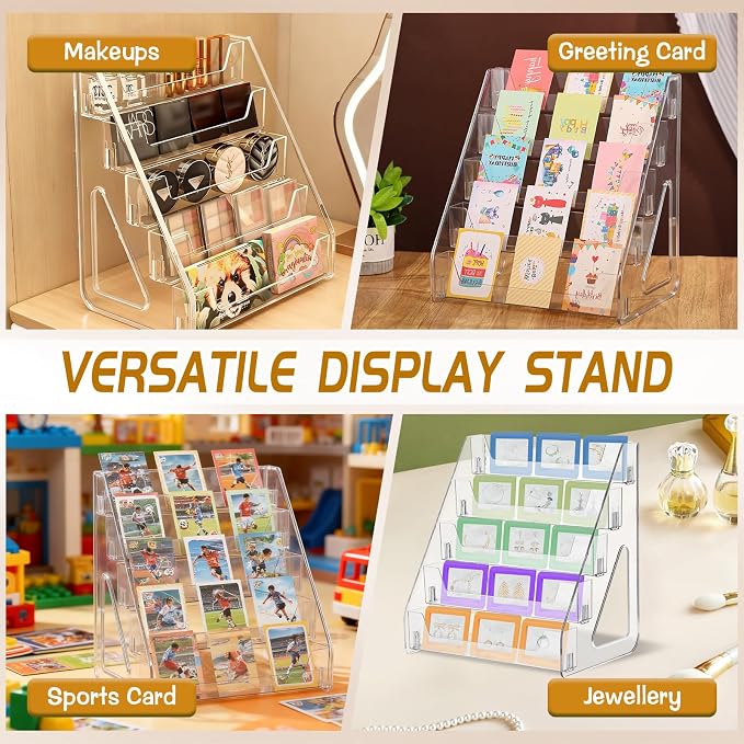 2 Pack 5 Tier Acrylic Bookmark Display Stand for 2. 2'' Bookmark, Portable Sticker Holder Greeting Card Display for Business Vendor, Retail Store Shop