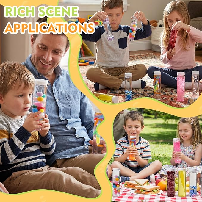 8PCS Sensory Bottle Kit for Toddlers, DIY Calming Bottles with Decorative Fillers, Calm Down Corner Supplies,Preschool & Kindergarten Classroom Must Haves