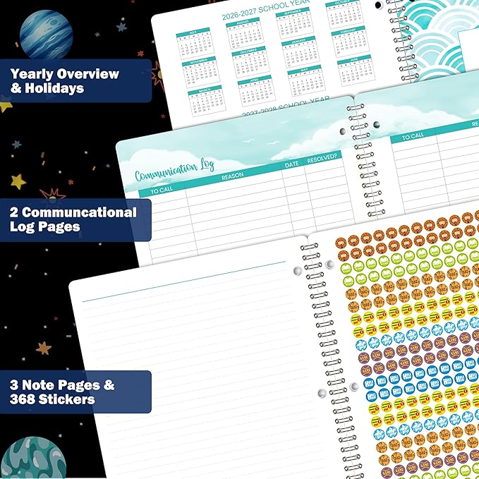 Student Planner 2026-2027 - School Planner 2026-2027, Aug. 2026 - Jun. 2027, 9" x 11", 26-27 Academic Planner with 3-Hole Punched, Colourful Tabs & Stickers