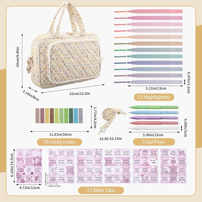 BESARME Bible Bags for Women, Large Bible Cover Case with Strep Mother's Day Gifts Journaling Supplies Christian Gifts for Women(French Floral)