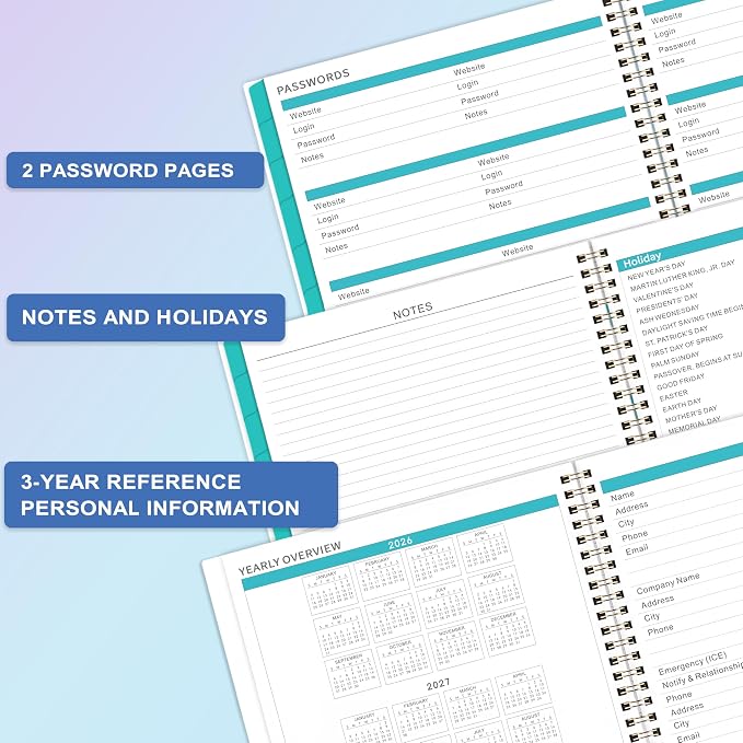 2026-2027 Monthly Planner - 2026 Planner from Jan. 2026 - Dec. 2026, Monthly Calendar 2026 With Tabs, Inner Pocket, 8.5'' x 11''