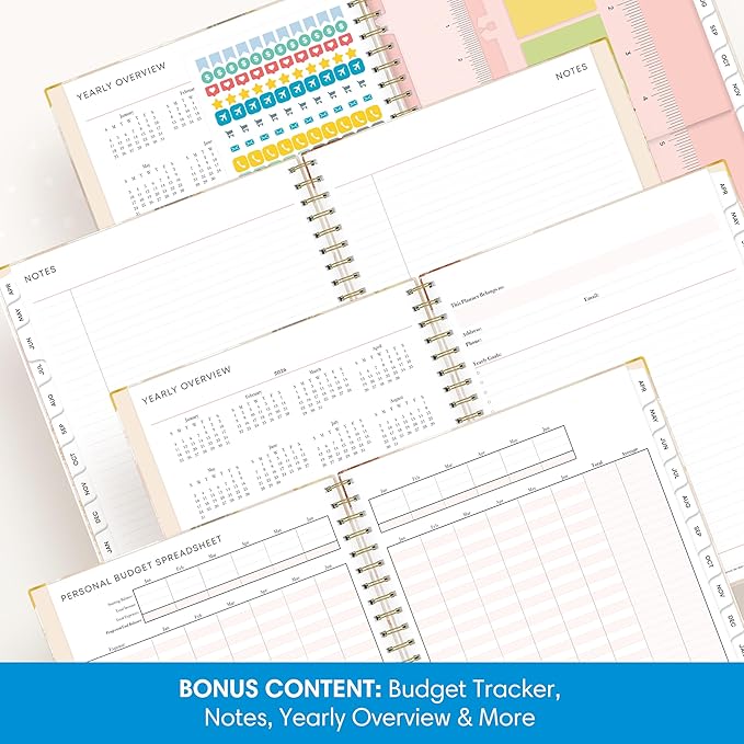 Blue Sky 15 Month 2026-2027 Weekly and Monthly Academic Year Planner Calendar, April 2026 - June 2027, 8.5" x 11", Hard Cover, Wirebound, Laminated Tabs, Storage Pocket, Includes Snap-in Ruler w/Sticky Notes & Sticker Sheet, Henri