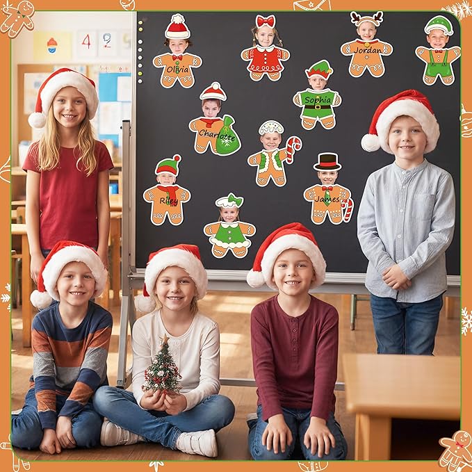 178Pcs Christmas Red Gingerbread Man Cutouts, Christmas DIY Photo Craft Cutouts Wall Classroom Bulletin Board Decoration, Elementary School Classroom Chalkboard Supplies Wall Door Decor