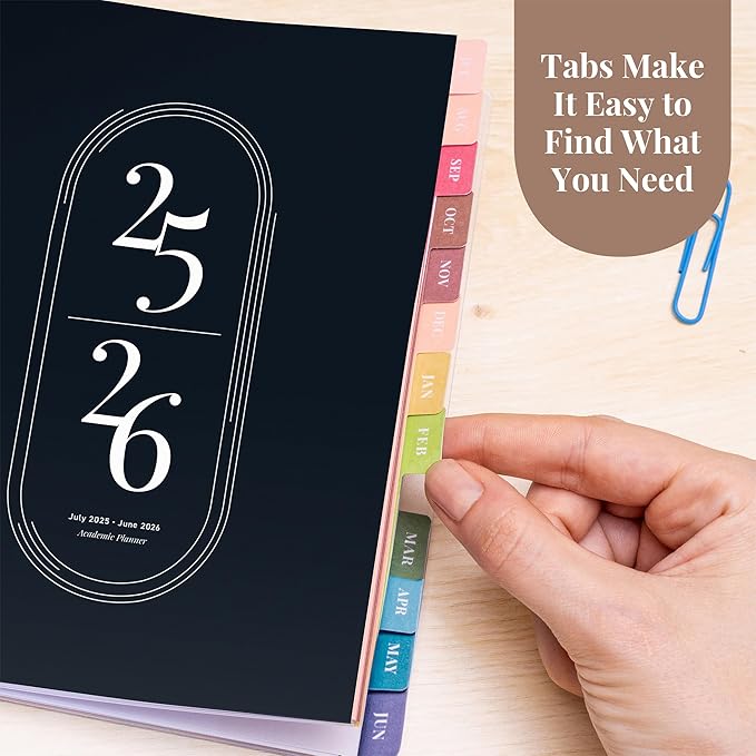 Rileys Academic Planner 2025-2026, Daily, Weekly & Monthly Planner, July 2025 - June 2026, Student Notes Pages, Twin-Wire Binding, Weekly Agenda for School & Work (8 x 6-Inches, Black)