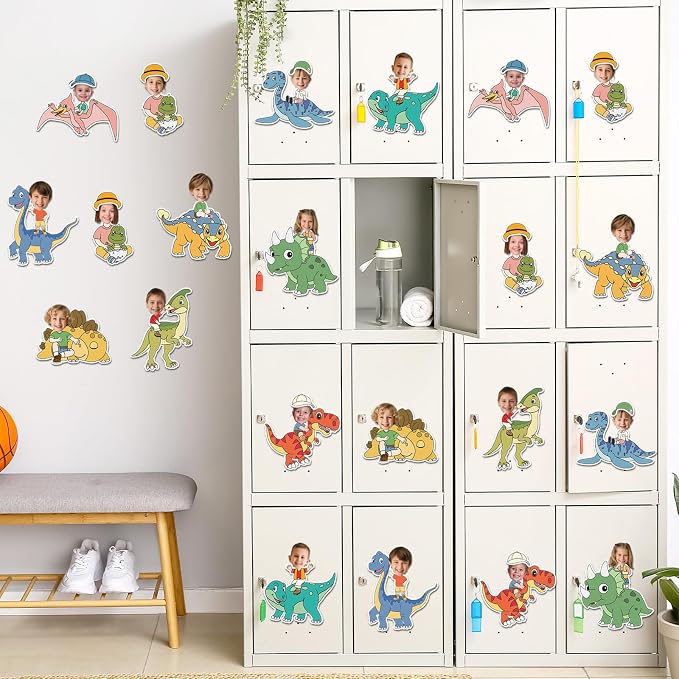 60pcs Dinosaur Theme DIY Cutouts Dinosaur Bulletin Board Decoration Set Cute Dino Jungle Paper Cut-Outs Classroom Decor for Boy Girl Classroom DIY Photo Craft Kindergarten School Wall Door Supplies