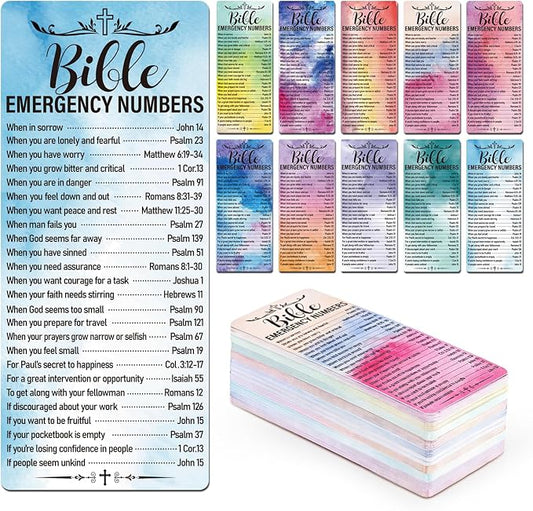 120 Pcs Colorful Bible Emergency Numbers Bookmark Christian Bookmarks Bible Verse Bookmarks for Church Welcome Gifts Sunday School Prayer Reading Rewards 2.3 x 5.3inch