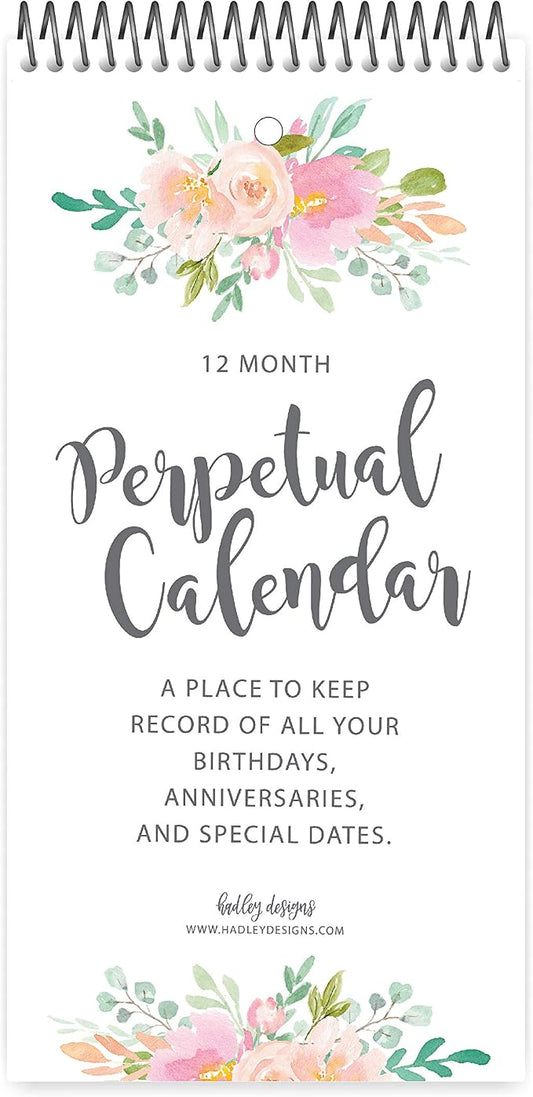Hadley Designs Floral Perpetual Calendar for Birthdays and Anniversaries - Perpetual Birthday Calendar Wall Hanging, Birthday Calendars Book, Special Occasion Calendars, Celebration Tracker