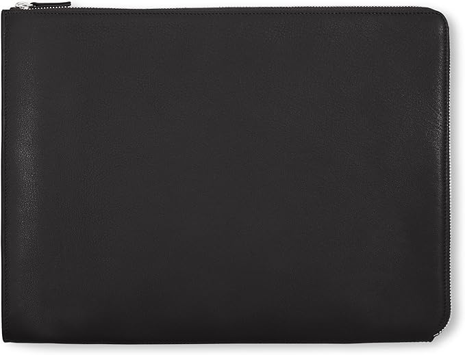 Leatherology Black Onyx Gusseted Document and Laptop Holder – Full Grain Leather Case for 13" & 15" Laptops with Expanding Pocket, Pen Slot & Microsuede Lining