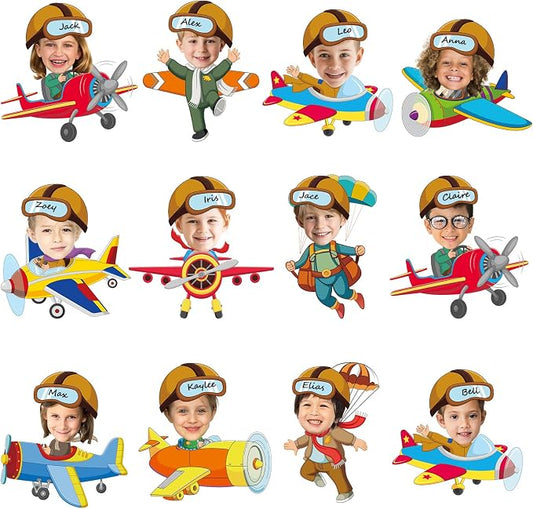60pcs Pilot Airplane Cutouts Aircraft Bulletin Board Decorations Adventure Travel Theme Paper Cut-Outs Classroom Decorations for Classroom DlY Craft Photo Kindergarten Preschool Wall Door Supplies