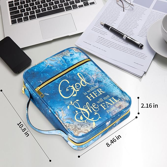 GUEER Bible Cover for Women, Bible Holder, Bible Cover Carrier Carrying Organizer Bag, Zipper and Pockets for Standard Size Bible, Gift for Women(Gloden)