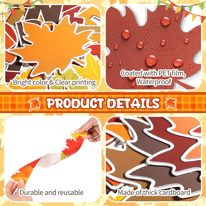 Pajean Thanksgiving Bulletin Board You Better Be Leaf We're Thankful Cutouts Fall Classroom Decor with Wooden Clips Rope for Autumn School Home Chalkboard Wall Window Door Decor