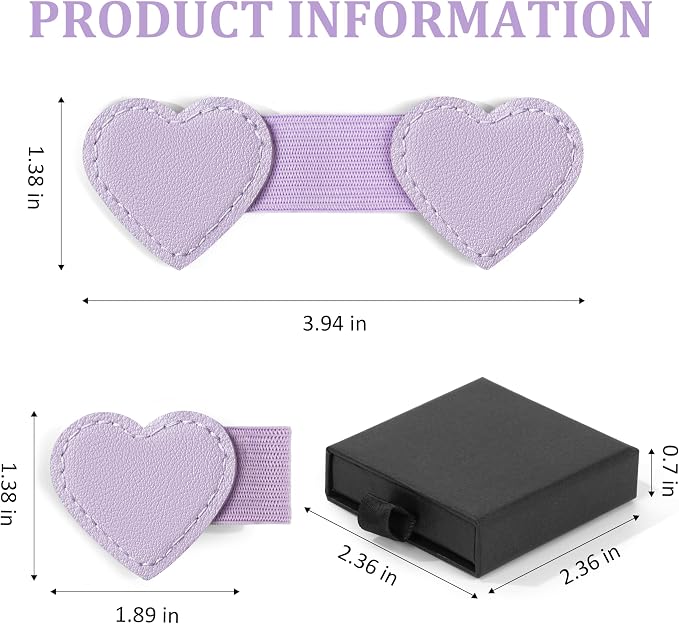 2Pcs Magnetic Leather Heart Bookmarks with Pen Holder, Cute Book Markers Clip with Gift Box, Reading Accessories for Book Lovers Women Teachers Students, Purple