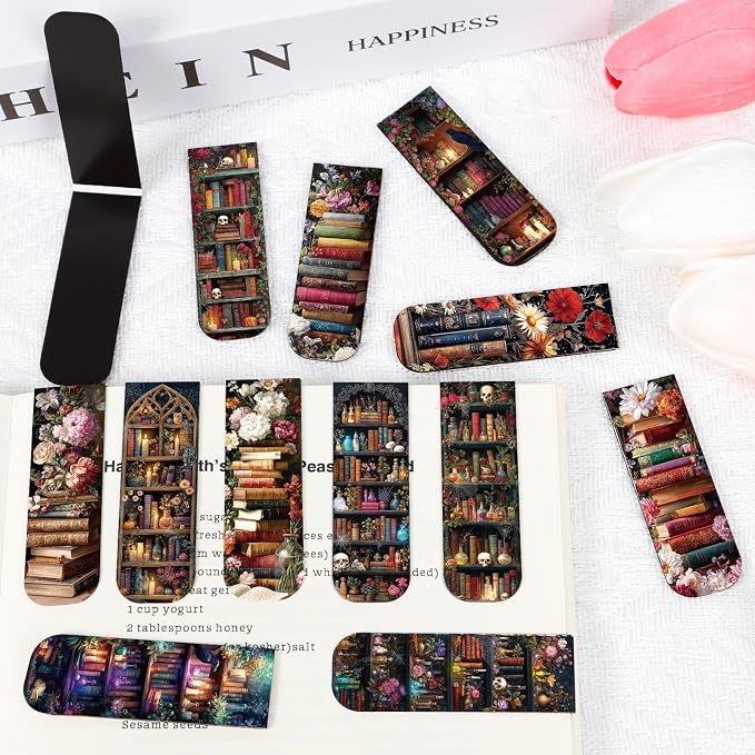 Vintage Books Magnetic Bookmarks Gifts - Wxiben 30 Pcs Retro Floral Bookmarks Magnetic Flower Book Mark Magnets Page Clips Gift for Book Lover Women Men Students Teachers Reading Bookish