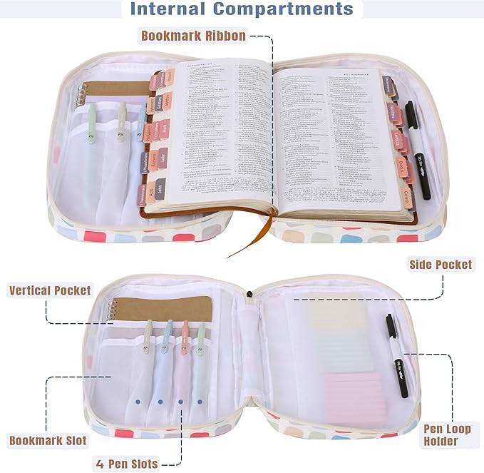 Mr. Pen- Bible Cover Case, Carrying Book Case with Durable Handle and Zippered Pocket, Bible Protective Church Bag for Men & Women, Christian Gifts, Jewel Tones