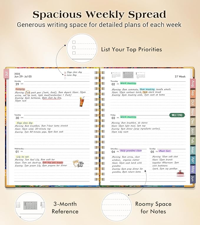 Academic Planner 2026-2027, Hardcover Weekly and Monthly Calendar Planner from July 2026 - June 2027, 8.5" x 11" A4 Large Daily Agenda with Tabs, College School Organizer for Student Teacher, Autumn Woods