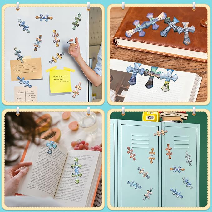 50Pack Magnetic Bookmarks Christian Bookmarks Bulk Cross Bible Bookmark for Reading Women Men Kids Teacher Book Lovers Gifts, Religious Magnet Bookmark Clips Cute Personalized Book Markers (Scenery)