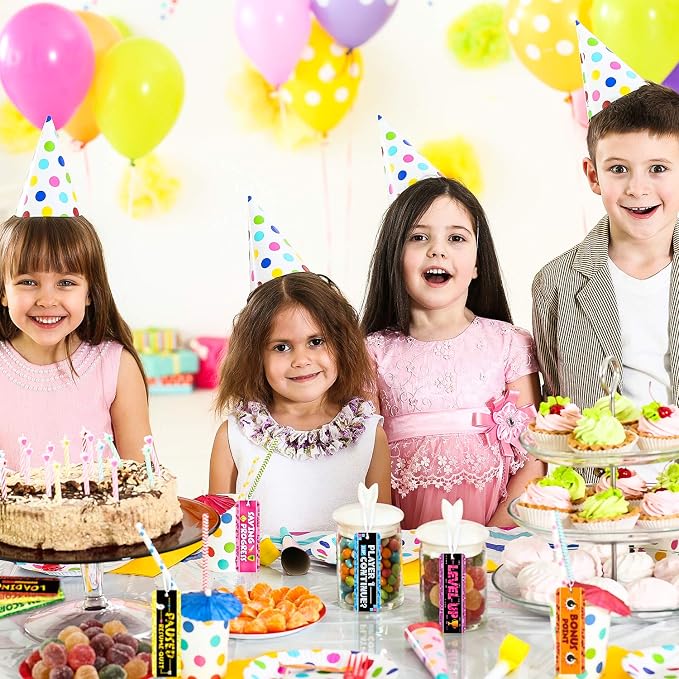 Outus 50 Video Game Bookmarks for Gamer Birthday Party, Pixelated Bookmarks for Pixelated Treat Bag Video Game Party Decoration Paper Tag Card Classroom Awards Teacher