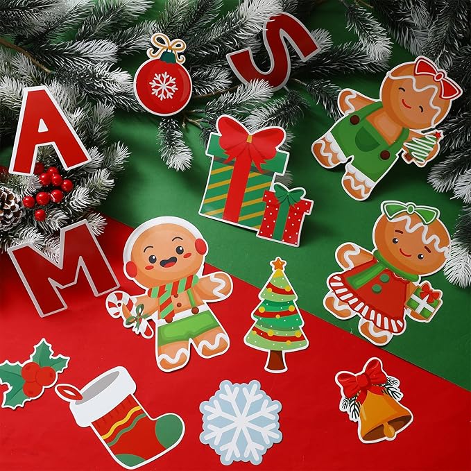 74 Pcs Christmas Gingerbread Bulletin Board Decorations Gingerbread Man Snowflake Cutouts Xmas OH SNAP! We're Smart Cookies Bulletin Board for Classroom Decoration Winter School Wall Decor