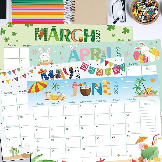 Guasslee Desk Calendar 2026-2027, 19-Month School Year Calendar, 2026 Jun. - 2027 Dec, 17"x11.5" Large Monthly Desk Planner with Corner Protectors, Ample Blocks ＆ Notes for Home Office