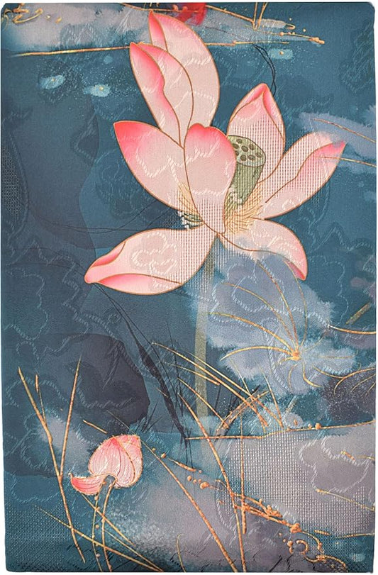BLBMH 6x9 Bible Book Cover for Women, Non-Stretch Fabric Protector for Paperback, Handmade Soft Cloth Sleeve with Bookmark for Journals Notebooks | Privacy Reading Gift - Lotus