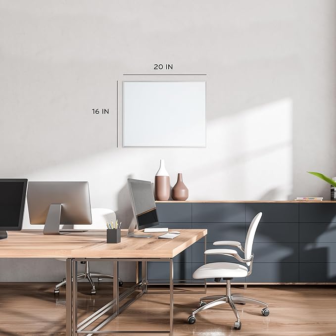 U Brands Magnetic Whiteboard, 16" x 20", Wall Mounted Dry Erase Board with Silver Aluminum Frame, Includes Markers, Magnets, and Eraser, White Board for Home, Office, Classroom