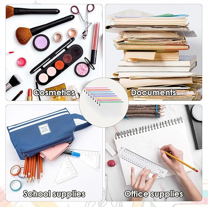 64 Pcs A4 Mesh Zipper Pouch Bags, 8 Colors Waterproof Zipper Pouches, 13 x 9.25 Inch Mesh Bags, Plastic Zippered Storage Bags, Bulk Clear File Bag for Office Supplies, Home Organize
