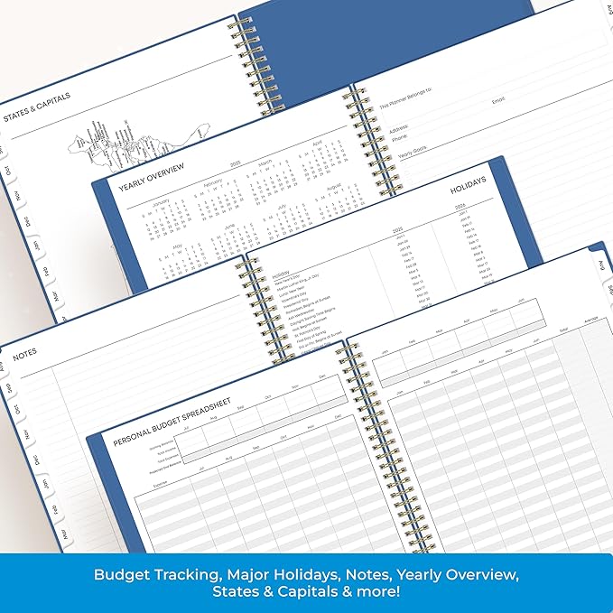 Blue Sky 17 Month Weekly and Monthly Academic Year Planner Calendar, August - December, Flexible Cover, Wirebound, Laminated Tabs, Azure (Azure- 2025/2026, 8.5" x 11")